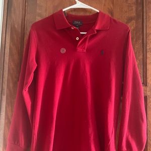 Boys Red Long sleeve Polo shirt